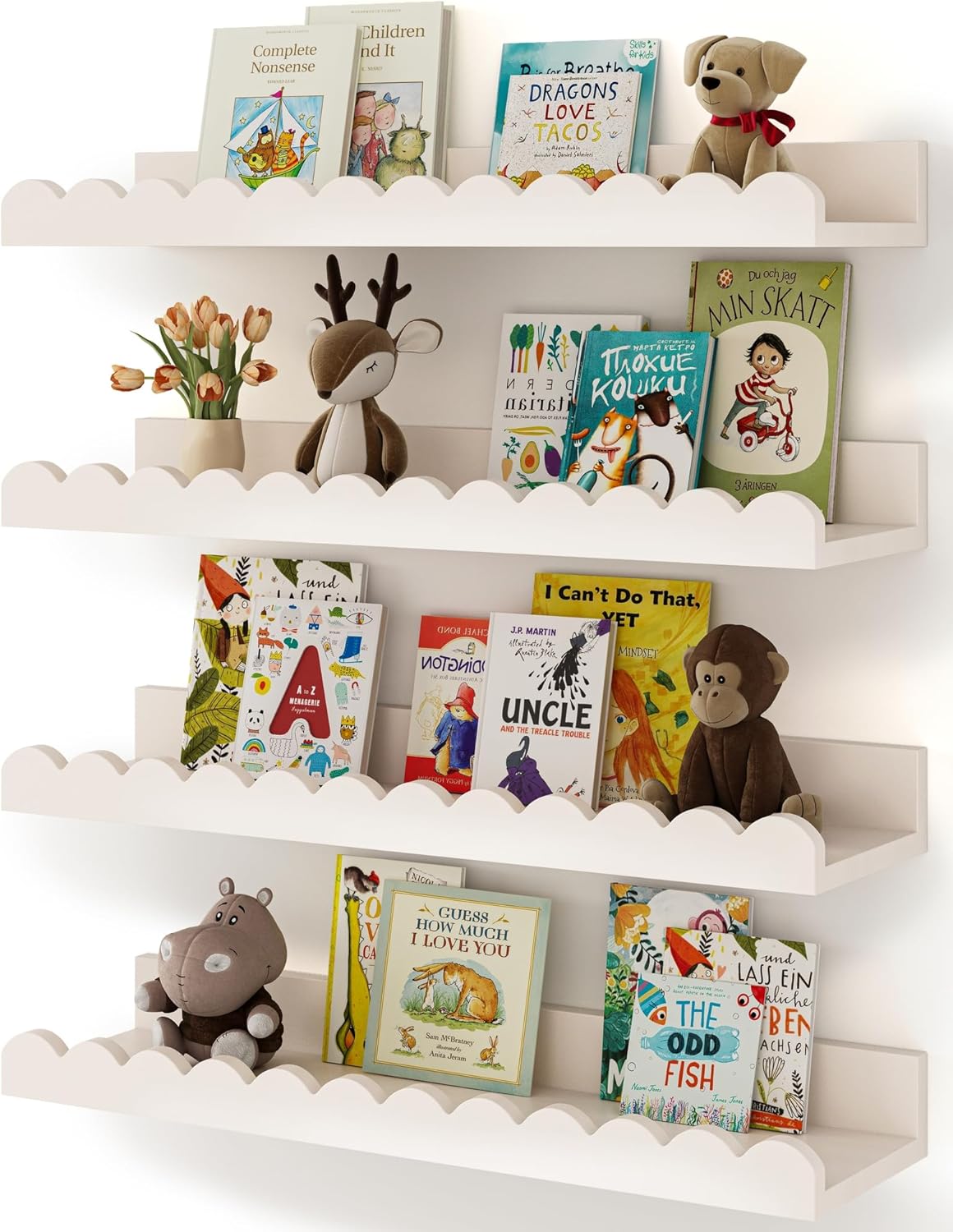 Baby Nursery Bookshelf - Ensemble de 4 étagères flottantes blanches