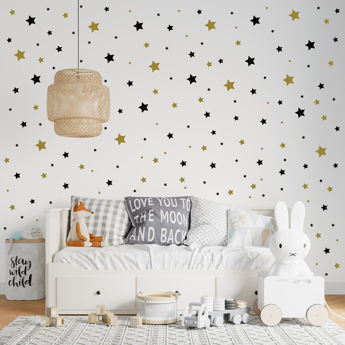 Baby Nursery Panelling - Autocollant Mural en Forme d'Étoile de