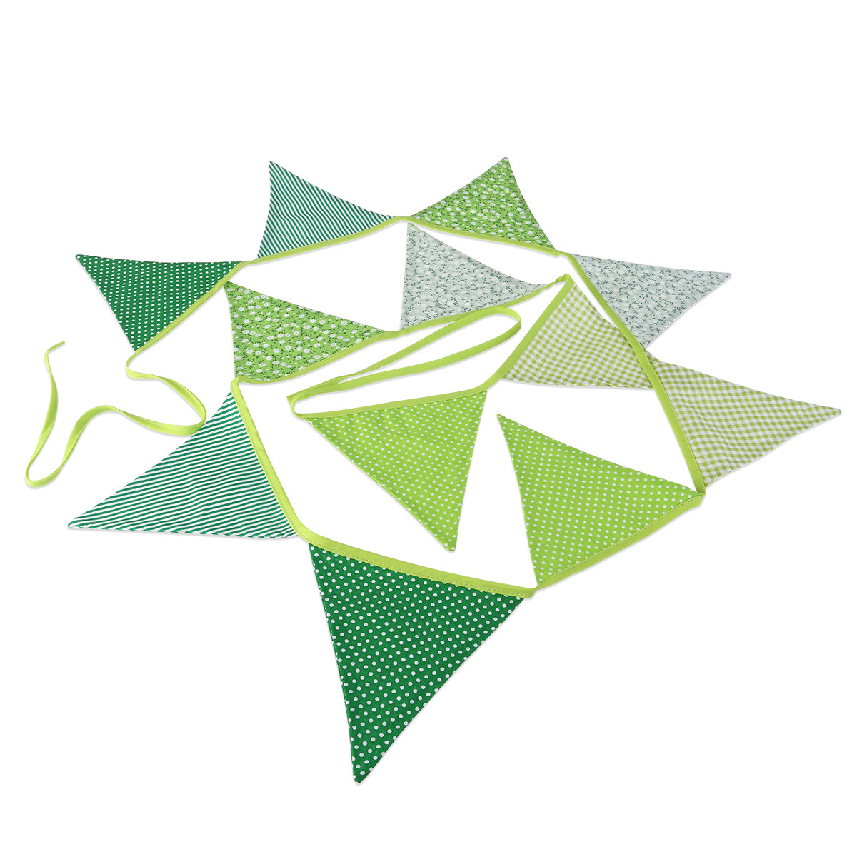 Baby Nursery Bunting - 12 drapeaux triangulaires verts en coton