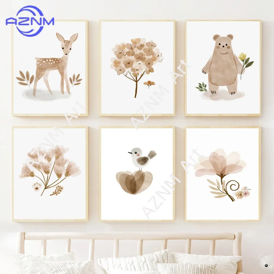 Baby Nursery Neutral - Toile murale bohème pour chambre d'enfant,