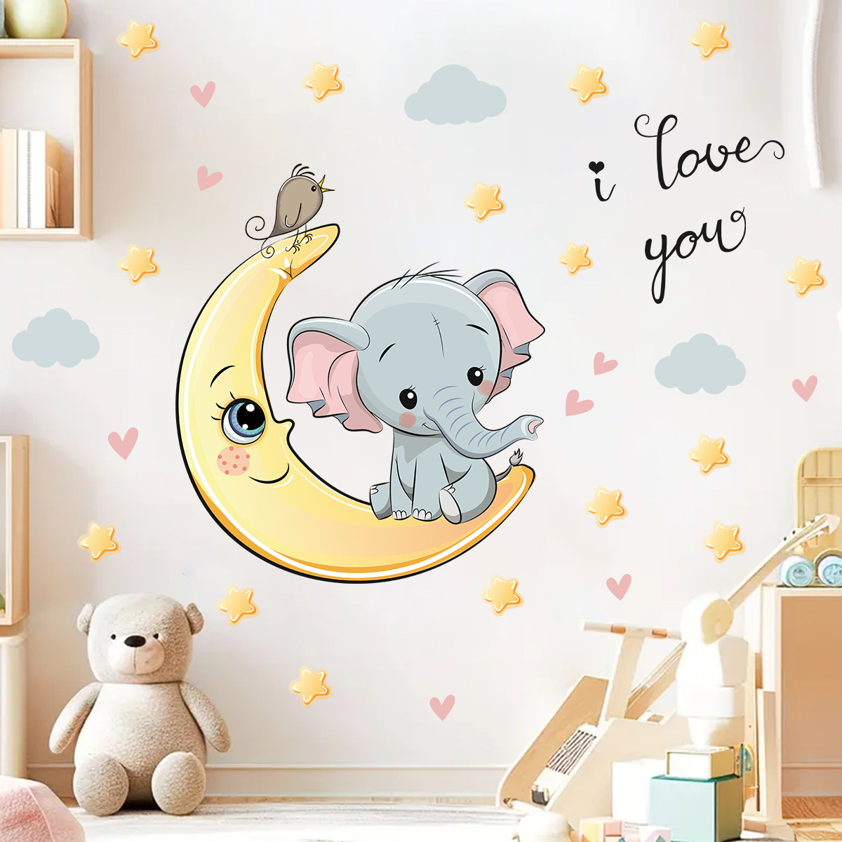 Baby Nursery Elephant - Stickers muraux de dessin animé pour