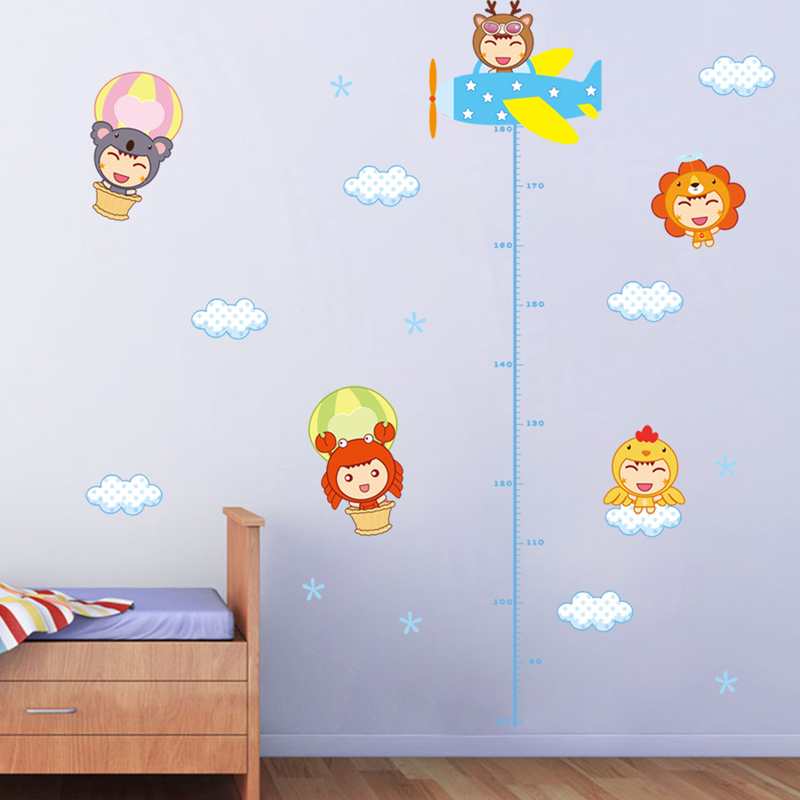 Baby Nursery Mural Wallpaper - Dessin animé enfants hauteur autocollant Mural