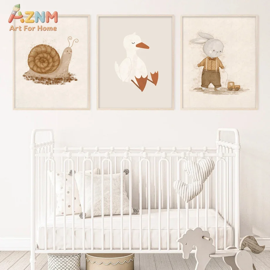 Baby Nursery Neutral - AZNM Tableau mural en toile neutre