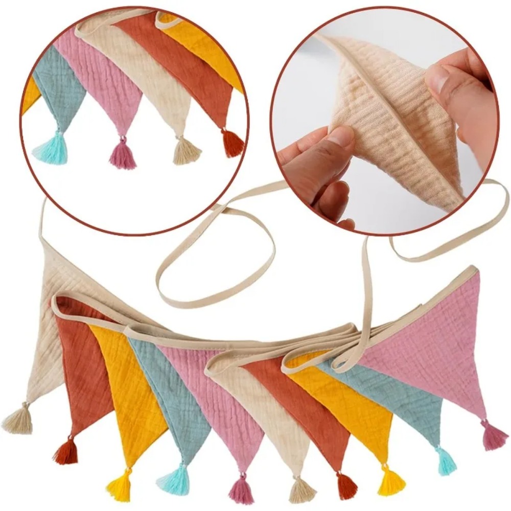 Baby Nursery Bunting - 10 bannières en tissu multicolores pour