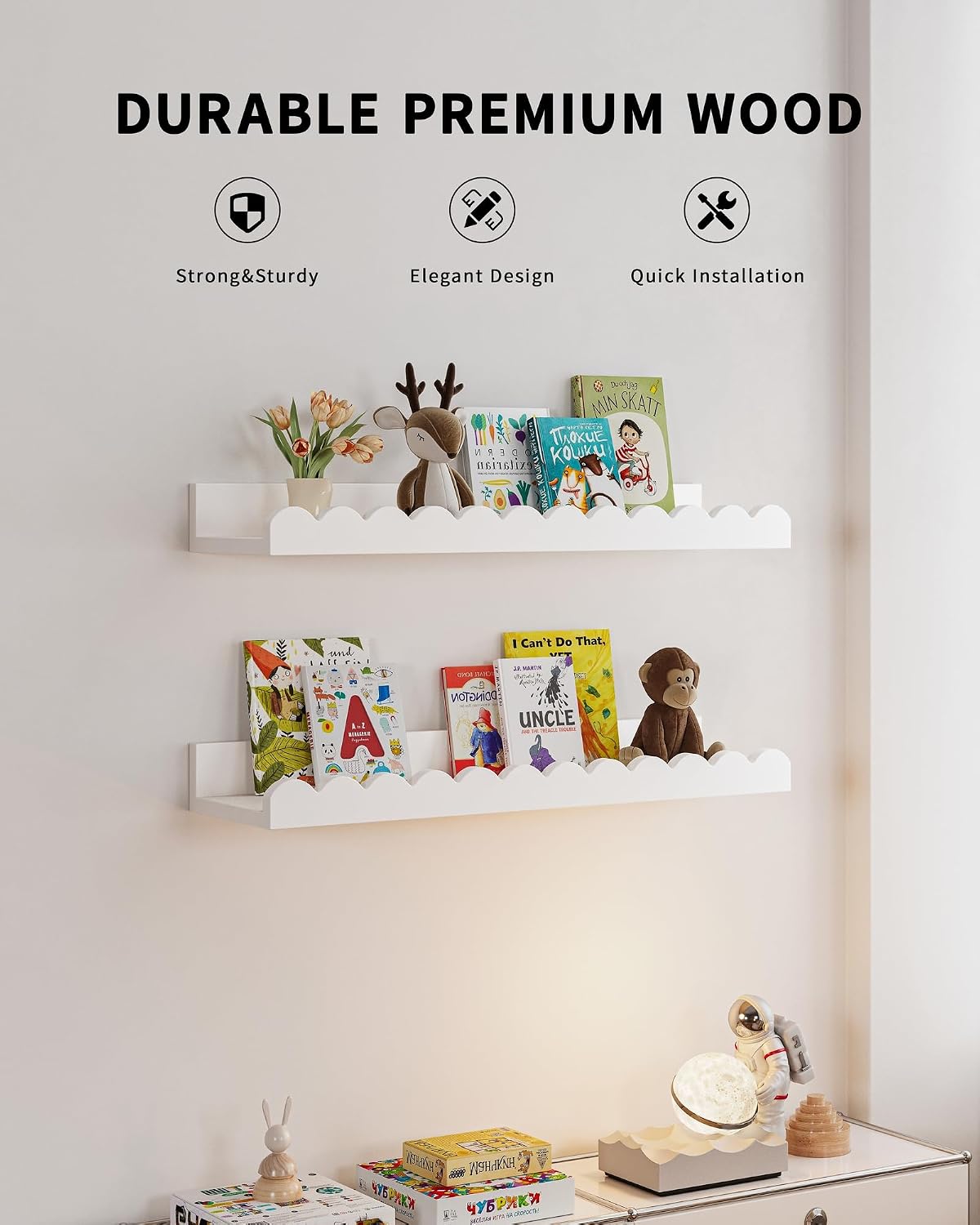 Ensemble de 4 étagères flottan - Baby Nursery Bookshelf avis et prix