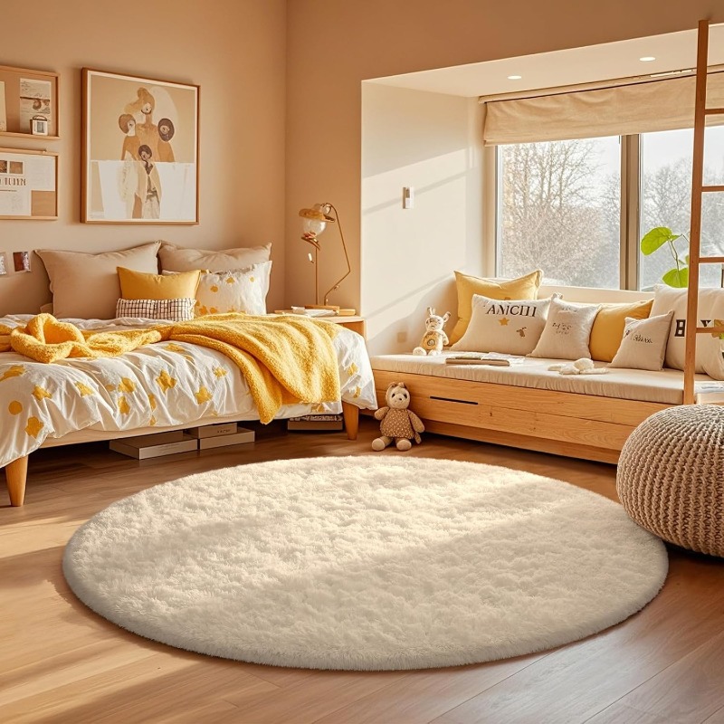 Tapis rond blanc crème, doux e - Baby Nursery Rug avis et prix