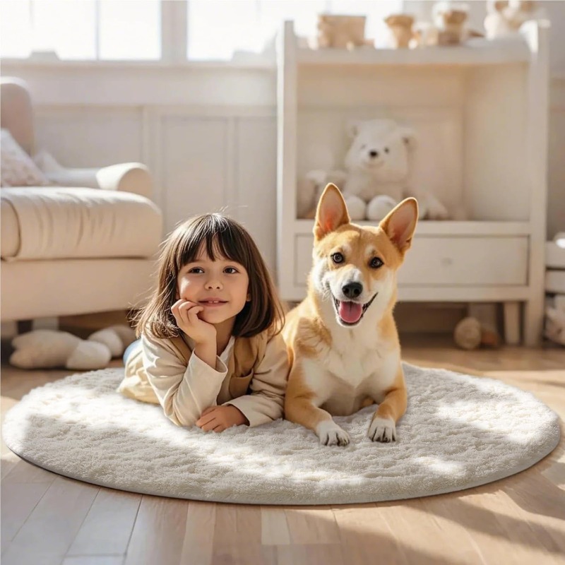 Tapis rond blanc crème, doux e - Baby Nursery Rug avis et prix
