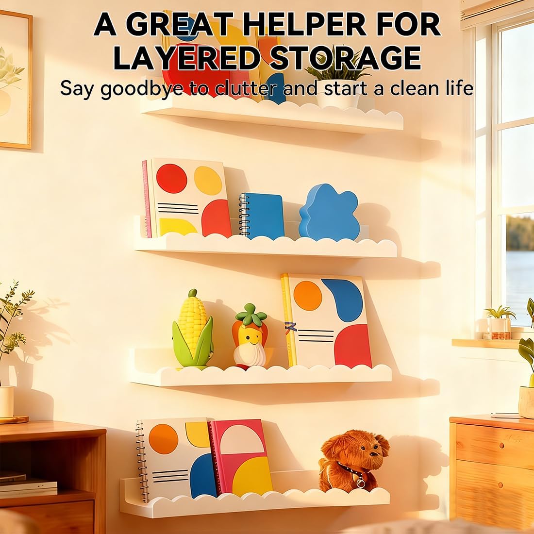 Ensemble de 4 étagères flottan - Baby Nursery Bookshelf avis et prix