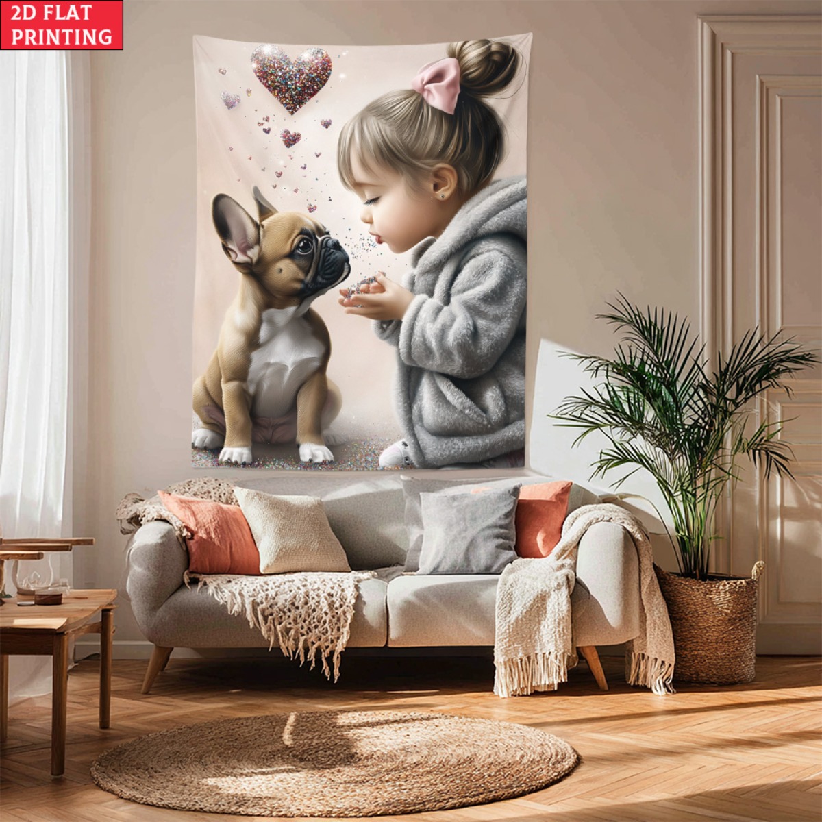 Fille avec bouledogue français - Baby Nursery Decor Girl avis et prix